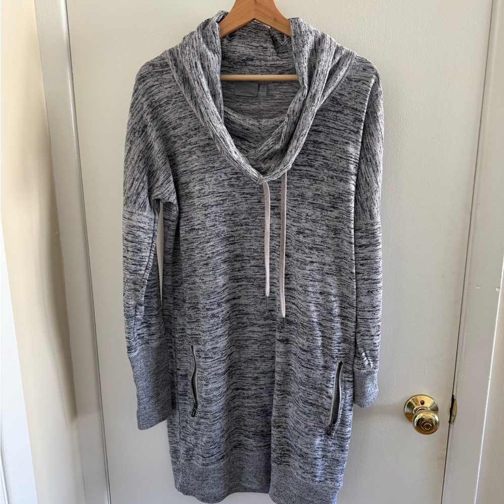 Athleta Heathered Gray Cowl Neck Sweater Dress